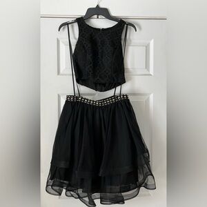 Michele Black Lace Ensemble with Beaded Detail Two Piece Dress Outfit